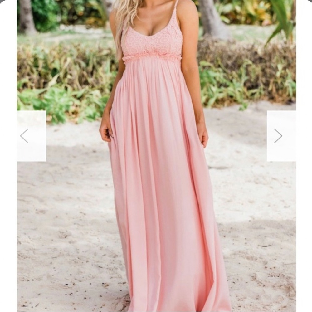 NWT Pink Lily Once In A Lifetime Light Pink Maxi Dress